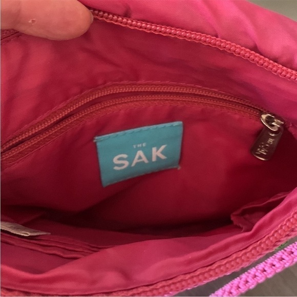 The Sak Pink Crochet Multi Colored Boho‎ Striped Crossbody Bag - Picture 6 of 6